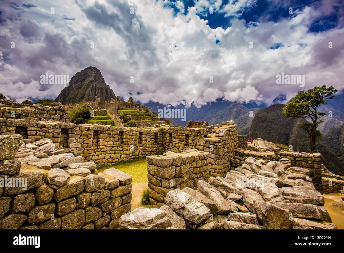 Ruines Incas de Machu Picchu, Site du patrimoine mondial de l'UNESCO, la Vallée Sacrée, le Pérou, Amérique du Sud Banque D'Images