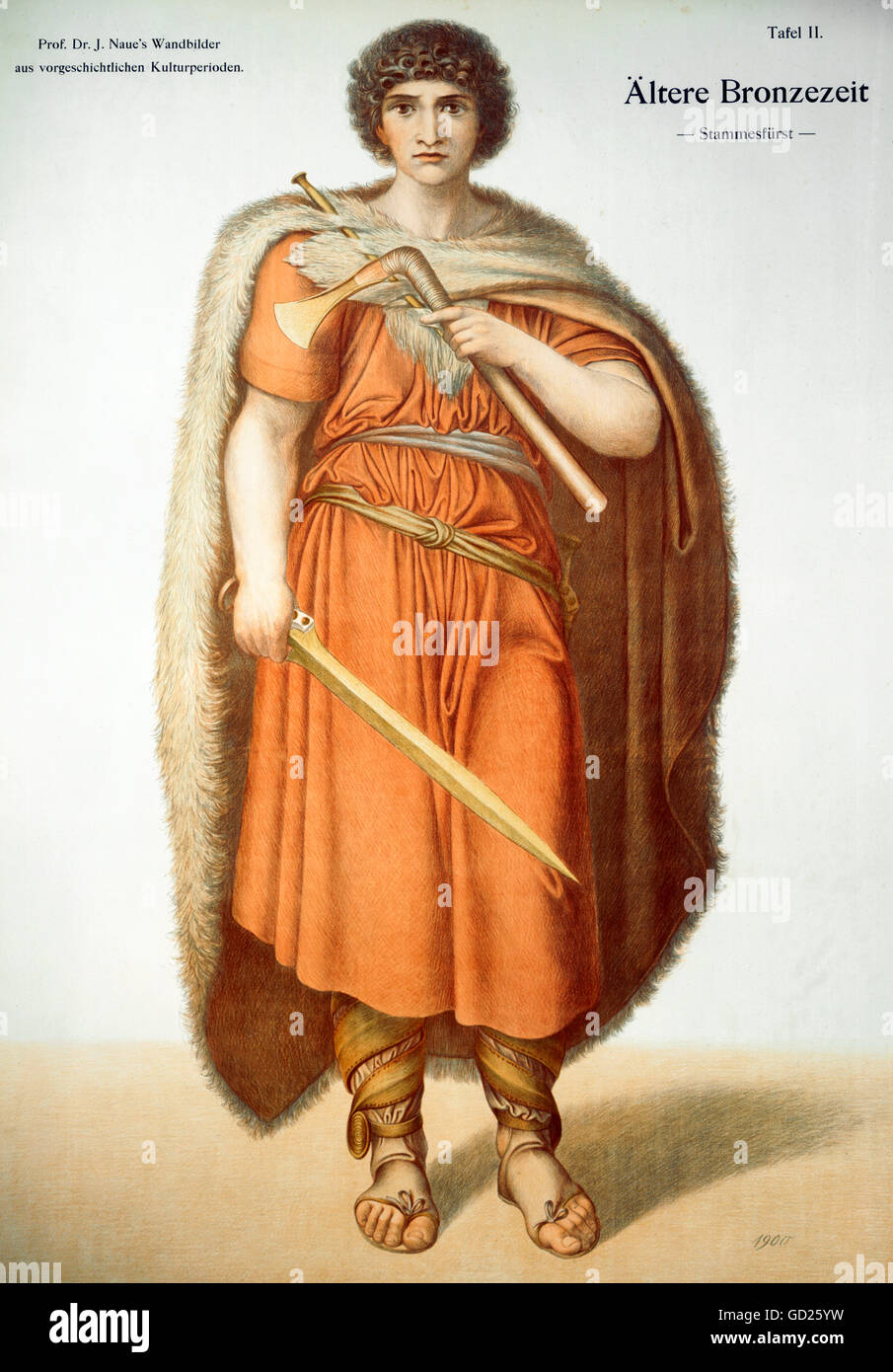 Monde antique, germanique, chef tribal, âge du bronze tardif, fresque de J. Naue, 1900, droits additionnels-Clearences-non disponible Banque D'Images