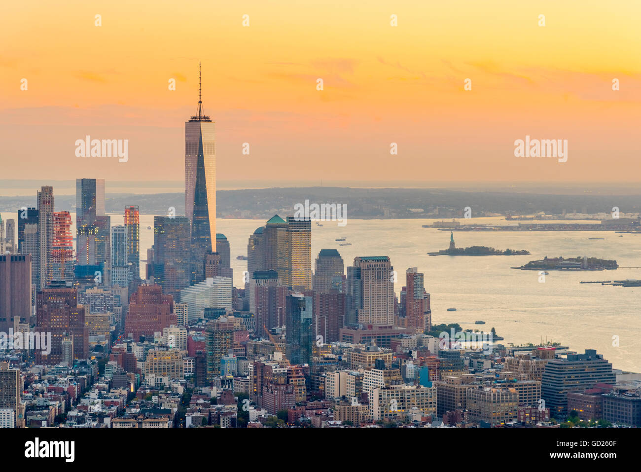 Manhattan, Manhattan et le centre-ville, le World Trade Centre, Freedom Tower (One World Trade Center), New York, USA Banque D'Images