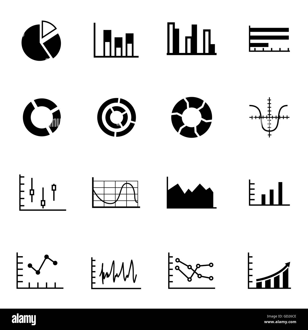 Diagrammes noir Vector icon set Illustration de Vecteur