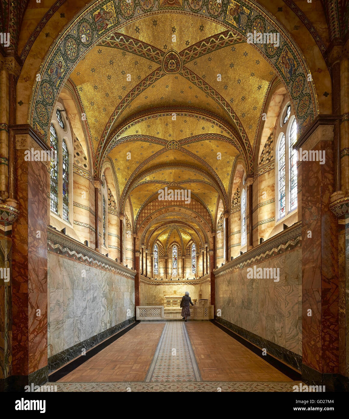 Détail du plafond en mosaïque de Grade II* énumérés Fitzrovia Chapelle. Fitzroy, London, Royaume-Uni. Architecte : Sheppard Robson, 2015. Banque D'Images