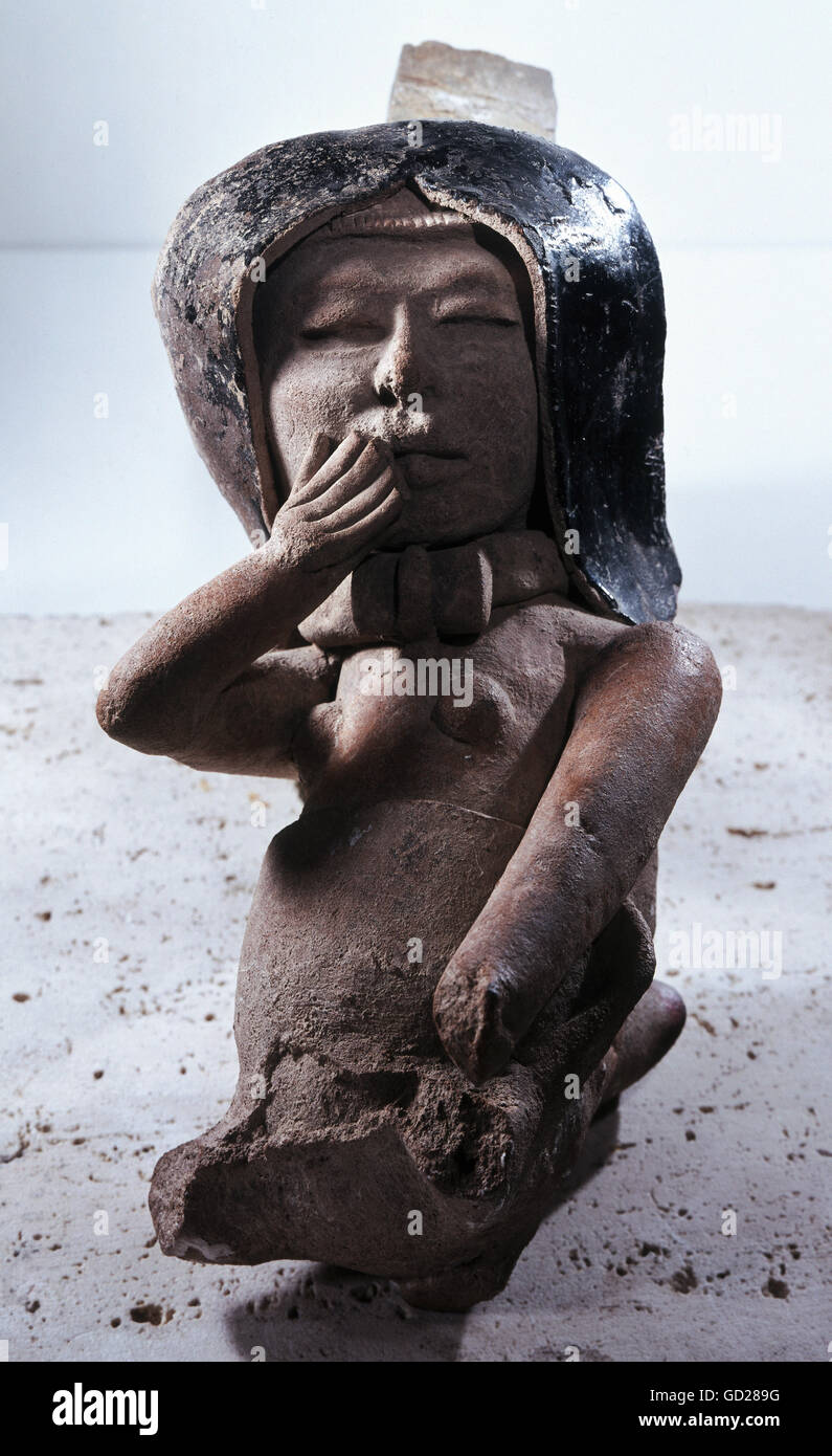 Beaux-arts, au Mexique, en pleurant, femme du prince, terra-cotta, Veracruz, vers 6e/7e siècle, Collection A. von Wuthenau Copyright de l'artiste, n'a pas à être effacée Banque D'Images