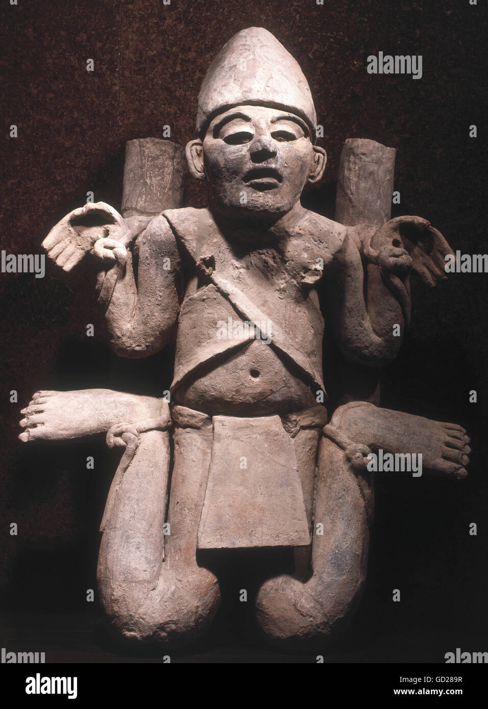 Beaux-arts, au Mexique, l'homme lié (sacrifices humains), statuette, terre cuite, Veracruz, vers 6e/7e siècle, collection privée, l'artiste n'a pas d'auteur pour être effacé Banque D'Images