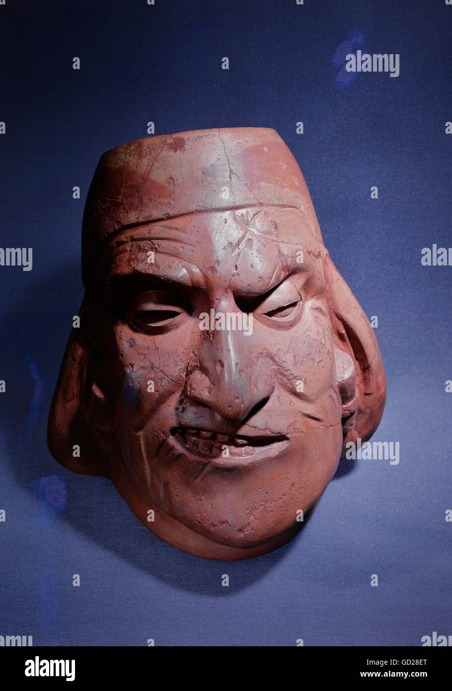 Beaux-arts, du Pérou, de la céramique, argile navire, l'homme avec paralysie faciale partielle de l'objet, de l'inhumation, peint, poli, 6ème - 8ème siècle, hauteur 22 cm, Musée ethnologique de Berlin, l'artiste n'a pas d'auteur pour être effacé Banque D'Images