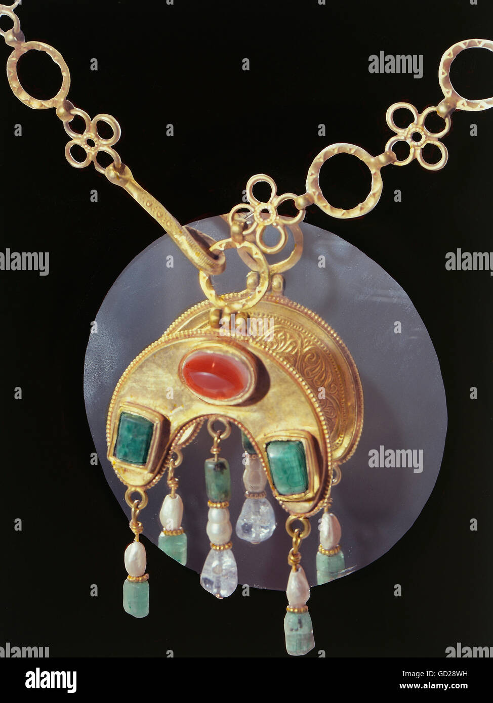 Beaux-arts, antiquité, Empire romain, bijoux, 6e siècle, collection privée, pendentif, or et de pierres précieuses, 3e et 4e siècle, Schmuckmuseum Pforzheim, auteur de l'artiste n'a pas à être effacée Banque D'Images