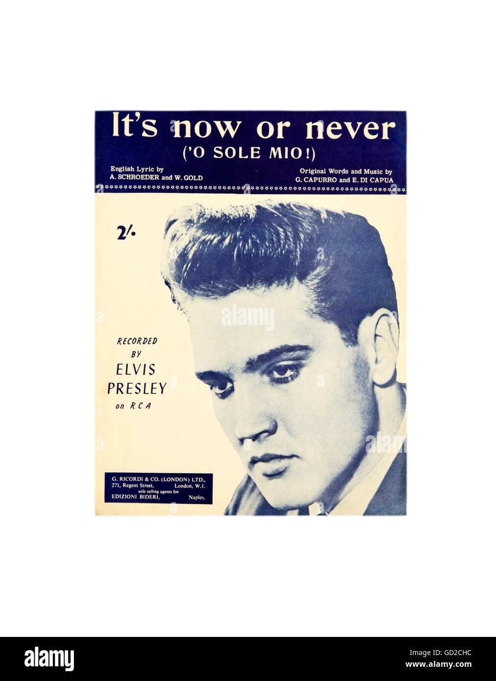 C'est maintenant ou jamais partitions couvrir par Elvis Presley. Banque D'Images