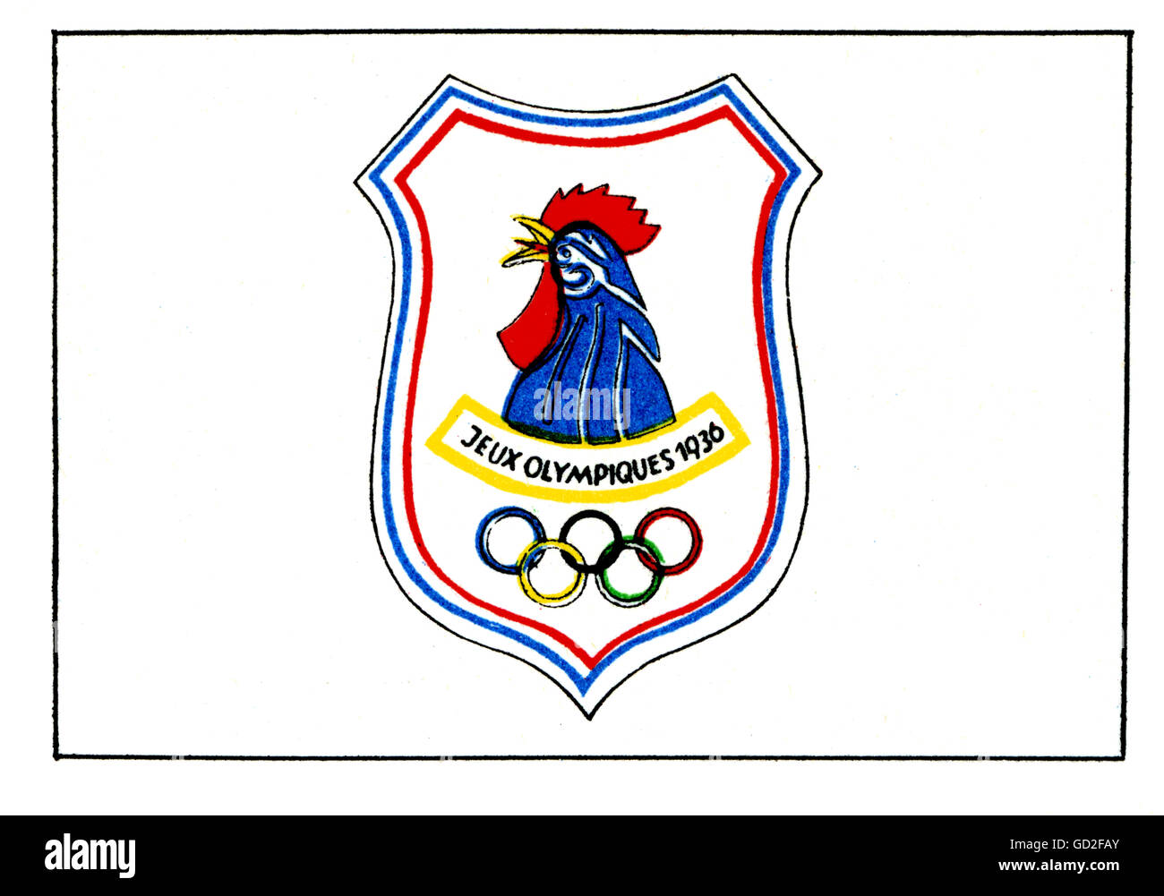 Sports, Jeux Olympiques, Berlin 1.- 16.8.1936, emblèmes, Comité Olympique de France, 1936, héraldique, armoiries, accompagnateurs, jeux d'été, XI Olympiade, Allemagne, années 1930, 20e siècle, historique, historique, droits additionnels-Clearences-non disponible Banque D'Images