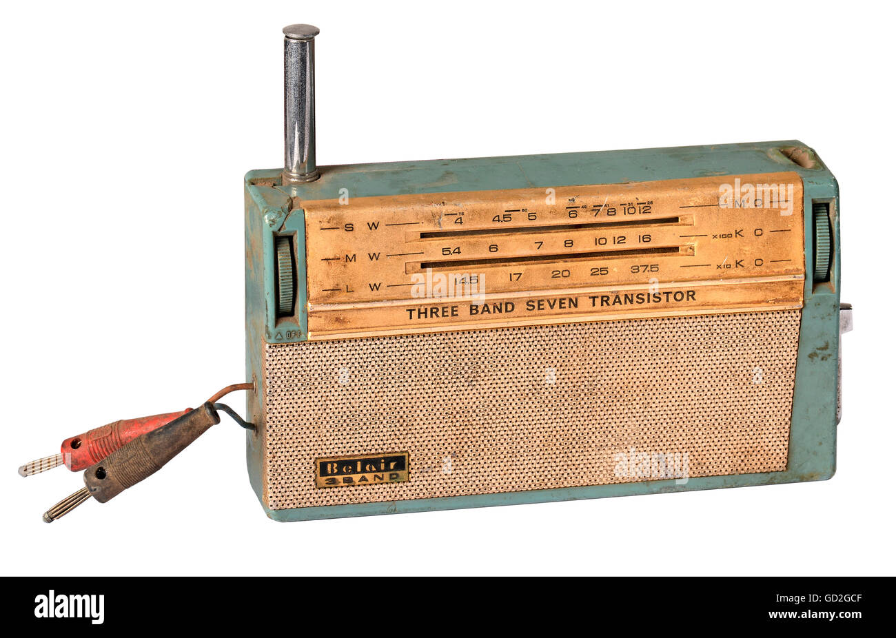 Broadcast, radio, petite radio à transistor japonaise, transistor Belair 7, prise casque latérale via les deux câbles, Japon, vers 1960, droits supplémentaires-Clearences-non disponible Banque D'Images