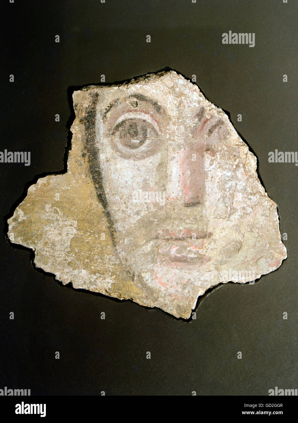 Beaux-arts, Bulgarie, Fresco, chef d'un saint, fragment, chaux à fresque technique, 6ème / 7ème siècle, musée d'histoire de l'arrondissement Shumen, n'a pas d'auteur de l'artiste pour être effacé Banque D'Images