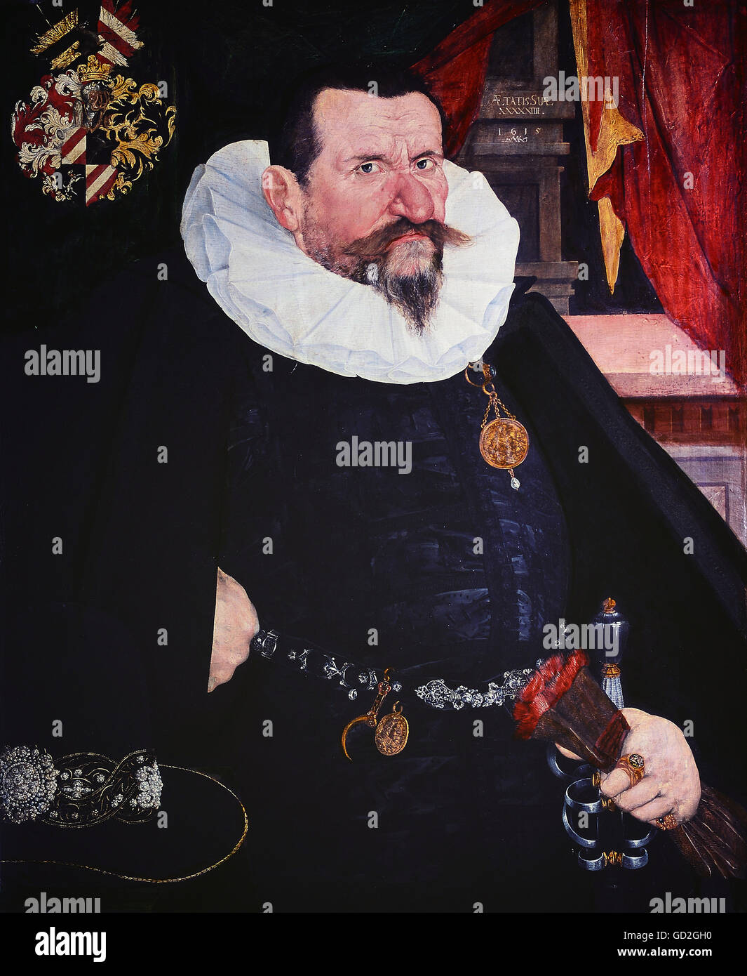 Beaux-arts, Krodel, Mathias le jeune ( + 1601), peinture, 'Portrait d'Ulrich en Schneeberg', 1615, 102 x 80 cm, Musée national germanique de Nuremberg, n'a pas d'auteur de l'artiste pour être effacé Banque D'Images
