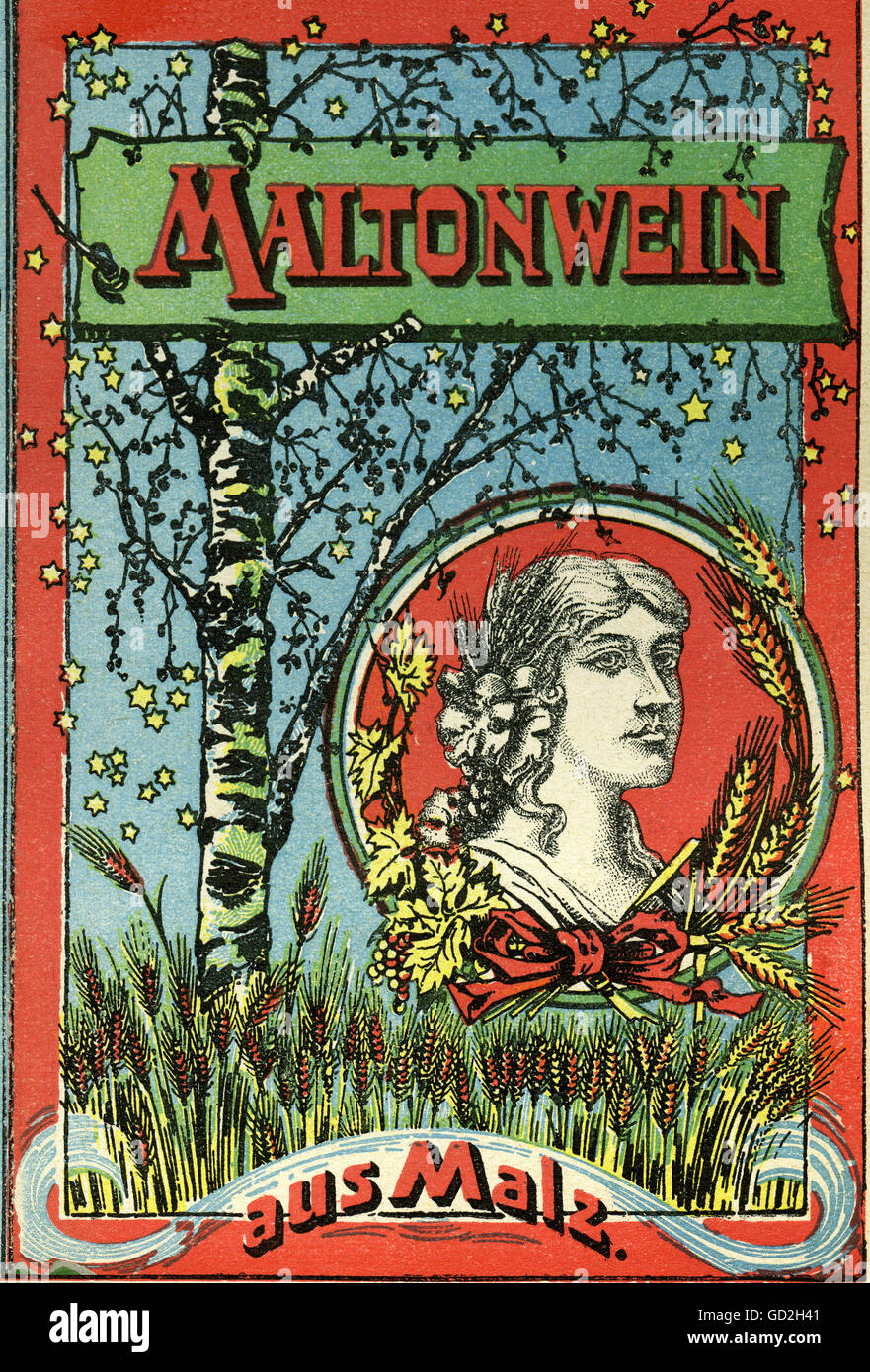 La publicité, le vin de Malton, le vin au malt, le vin de malt, l'imitation utilisable d'un vin sucré au XIXe siècle, a été utilisé pour la cuisine, non faite avec des raisins, Allemagne, vers 1899, droits additionnels-Clearences-non disponible Banque D'Images