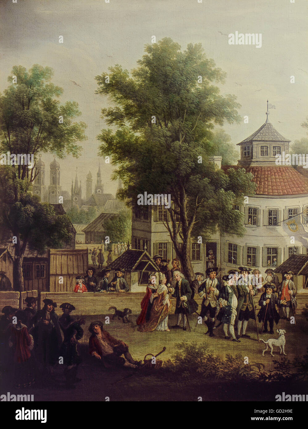 Beaux-arts, peinture, 'Ausflugslokal Vor den Toren Münchens" (Country Inn, près de Munich, milieu du 18e siècle, huile sur toile, musée municipal, Munich, l'artiste n'a pas d'auteur pour être effacé Banque D'Images