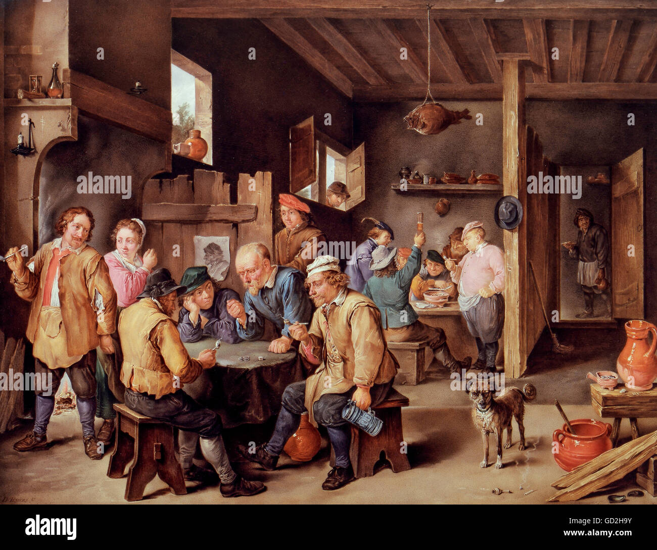 Beaux-arts, peinture, peinture sur porcelaine, 'Bauernschänke" (paysans en taverne), après Juliaen Teniers (1616 - 1679), l'Allemagne du Sud, vers 1820 / 1830, porcelaine Collection de la résidence, Munich, l'artiste n'a pas d'auteur pour être effacé Banque D'Images
