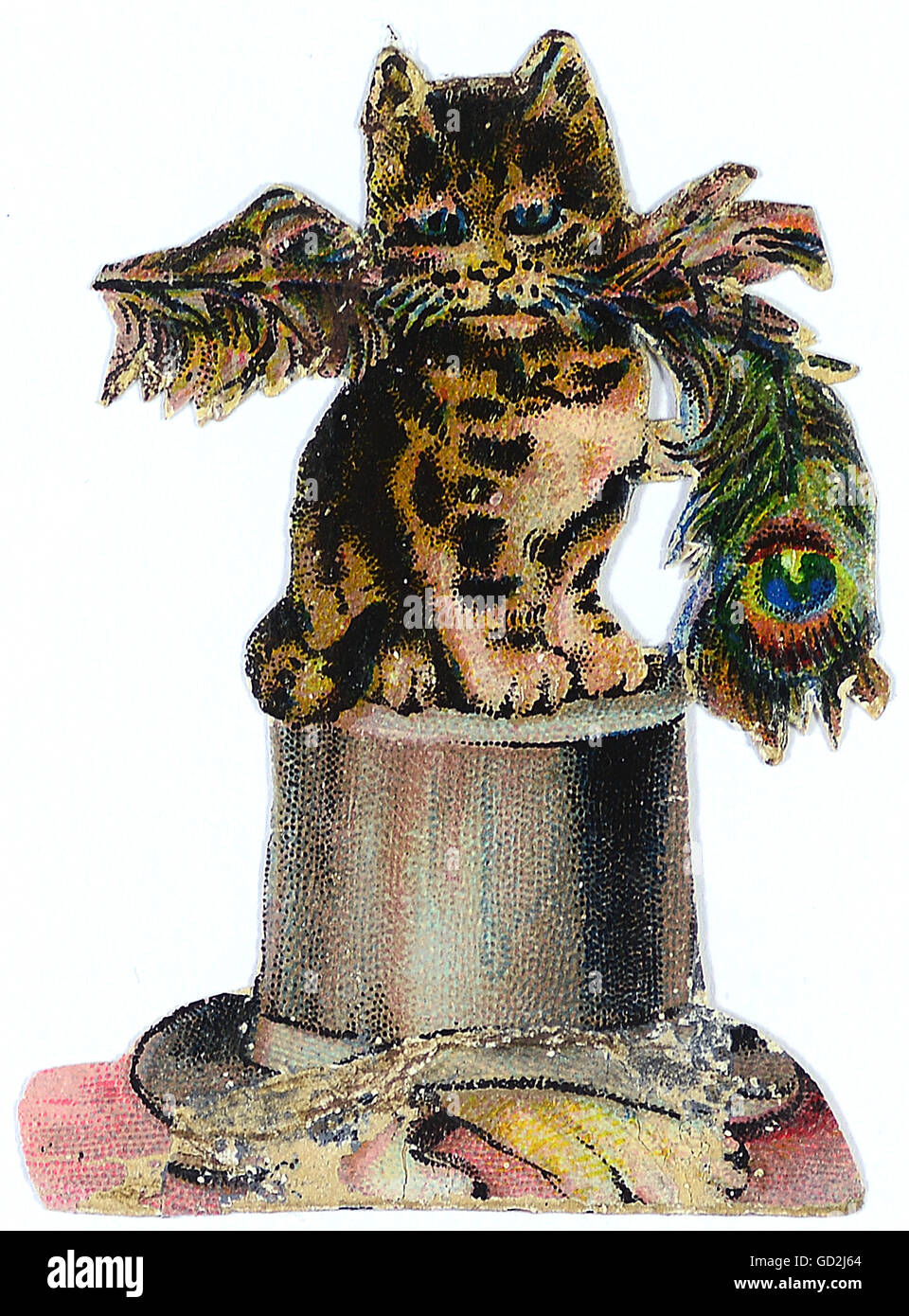 Kitsch Souvenir Imprimes Brillants Chat Assis Sur Un Chapeau Une Plume De Paon Dans Le Museau Chromolithographe Fin Du Xixe Siecle Photo De Livre Autographe Photo D Album De Famille Animaux Animal Kitsch Souvenir Imprimes Brillants Chat Assis Sur Un Chapeau Une Plume De Paon Dans Le Museau Chromolithographe Fin Du Xixe Siecle Photo De Livre Autographe Photo D Album De Famille Animaux Animal