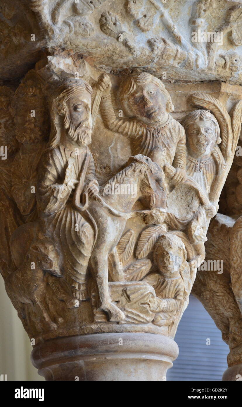 Beaux-arts, l'art religieux, de capitaux, de l'entrée de Jésus à Jérusalem, Saint Trophime, Arles, l'artiste n'a pas d'auteur pour être effacé Banque D'Images