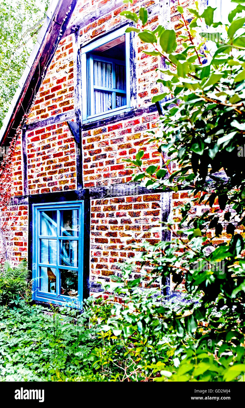 Un mur extérieur d'une maison ancienne à pans de bois, Banque D'Images