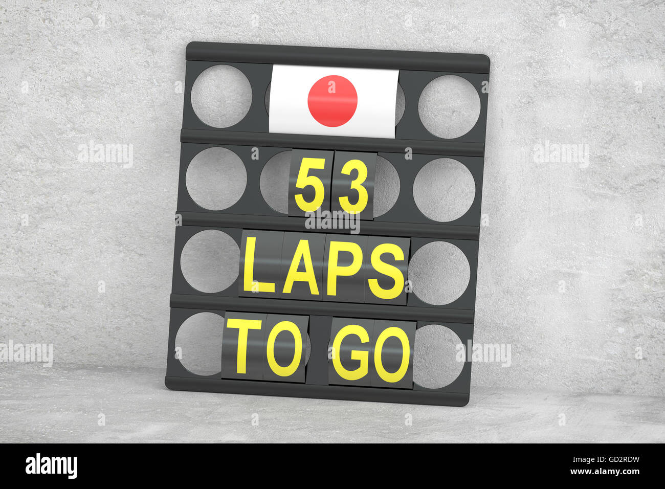 Course de Suzuka, pit board avec le drapeau du Japon, 3D Rendering Banque D'Images