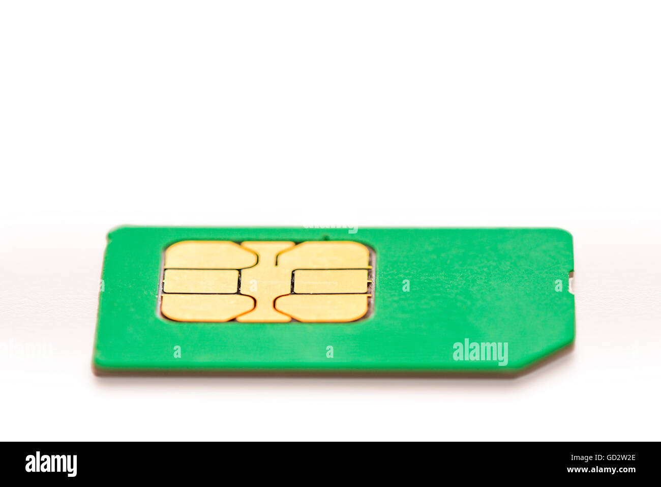 Carte SIM pour téléphone mobile libre sur fond blanc Banque D'Images