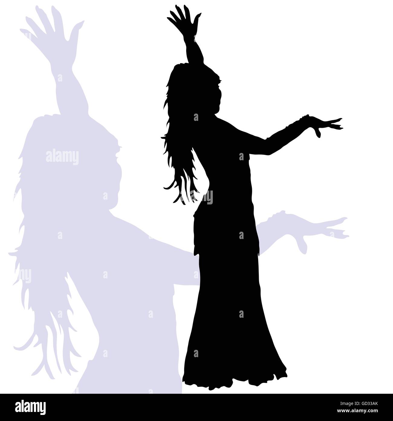 Silhouette de femme danse flamenco sur fond blanc Illustration de Vecteur