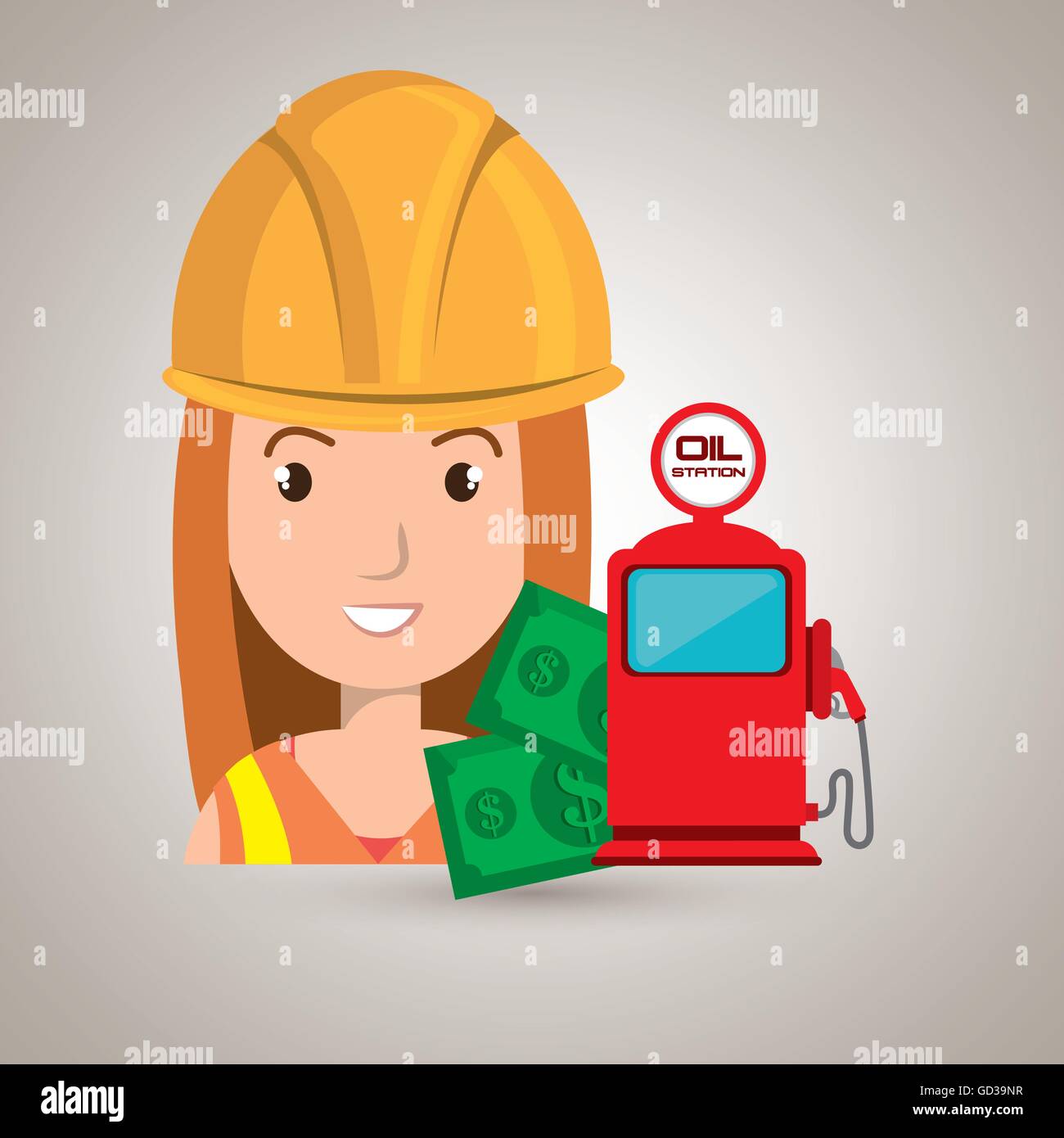 Femme avec de l'argent et l'icône d'huile conception isolés Illustration de Vecteur