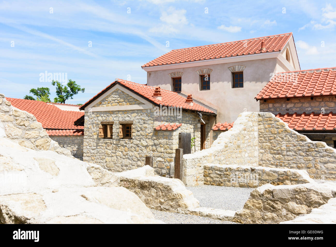 Petronell-Carnuntum : Parc archéologique de Carnuntum : reconstruction d'une villa romaine (Villa Urbana ), l'Autriche, Niederösterreich Banque D'Images