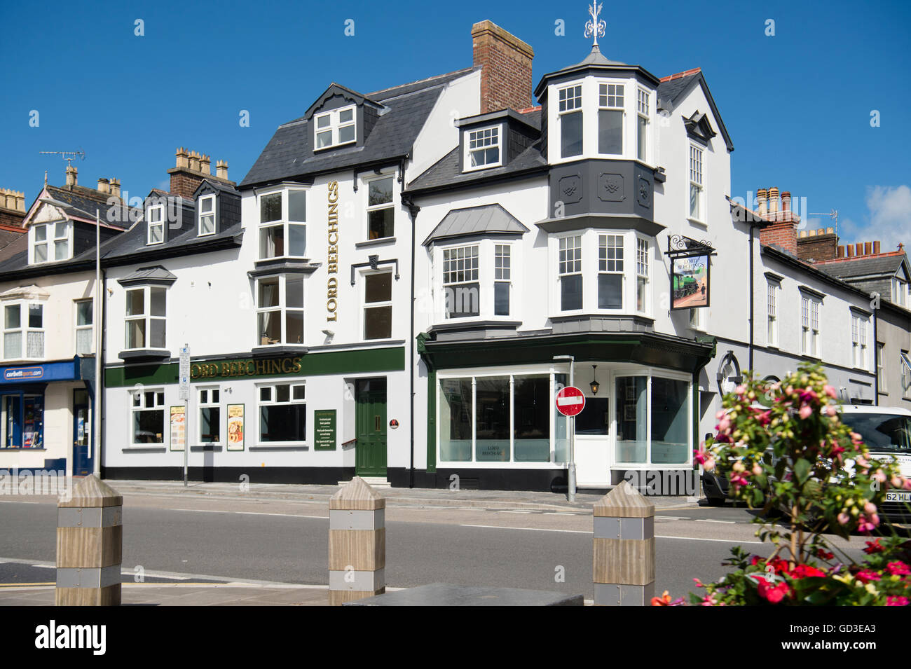 Extérieur, l'Éternel Beechings pub, administré par les cerveaux Brewery Company, Aberystwyth Wales UK Banque D'Images