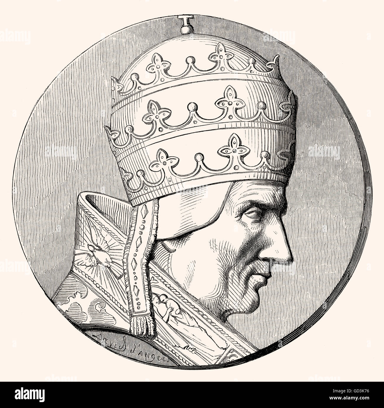 Le pape Sylvestre II ou Silvester II, né Gerbert d'Aurillac, Gerbert d'Aurillac, ch. 946 - 1003, pape de 999 à 1003 Banque D'Images