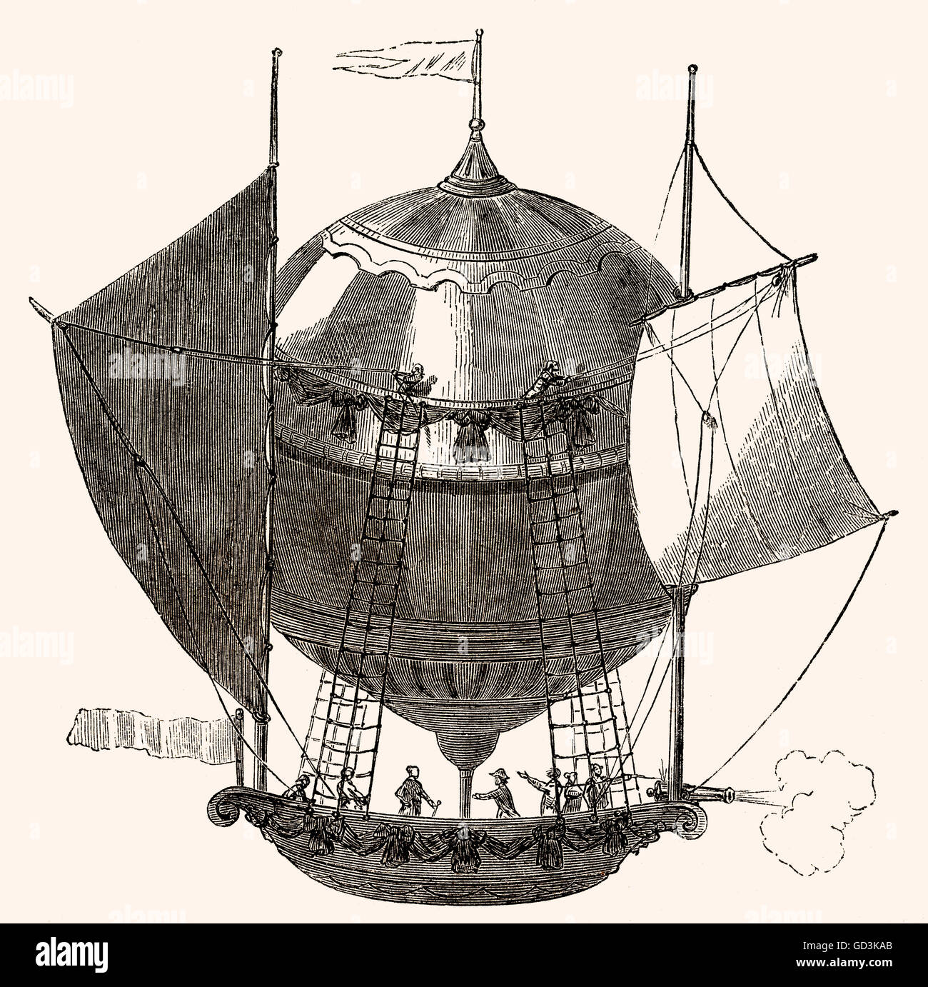 Machine volante au 18e siècle Banque D'Images