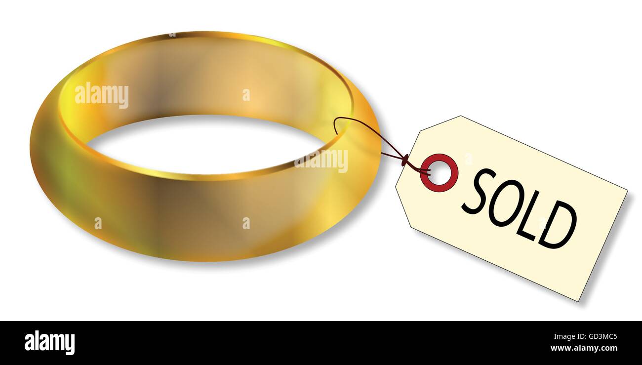 Un large mariage lumineux en or massif avec anneau style vendu tag Illustration de Vecteur