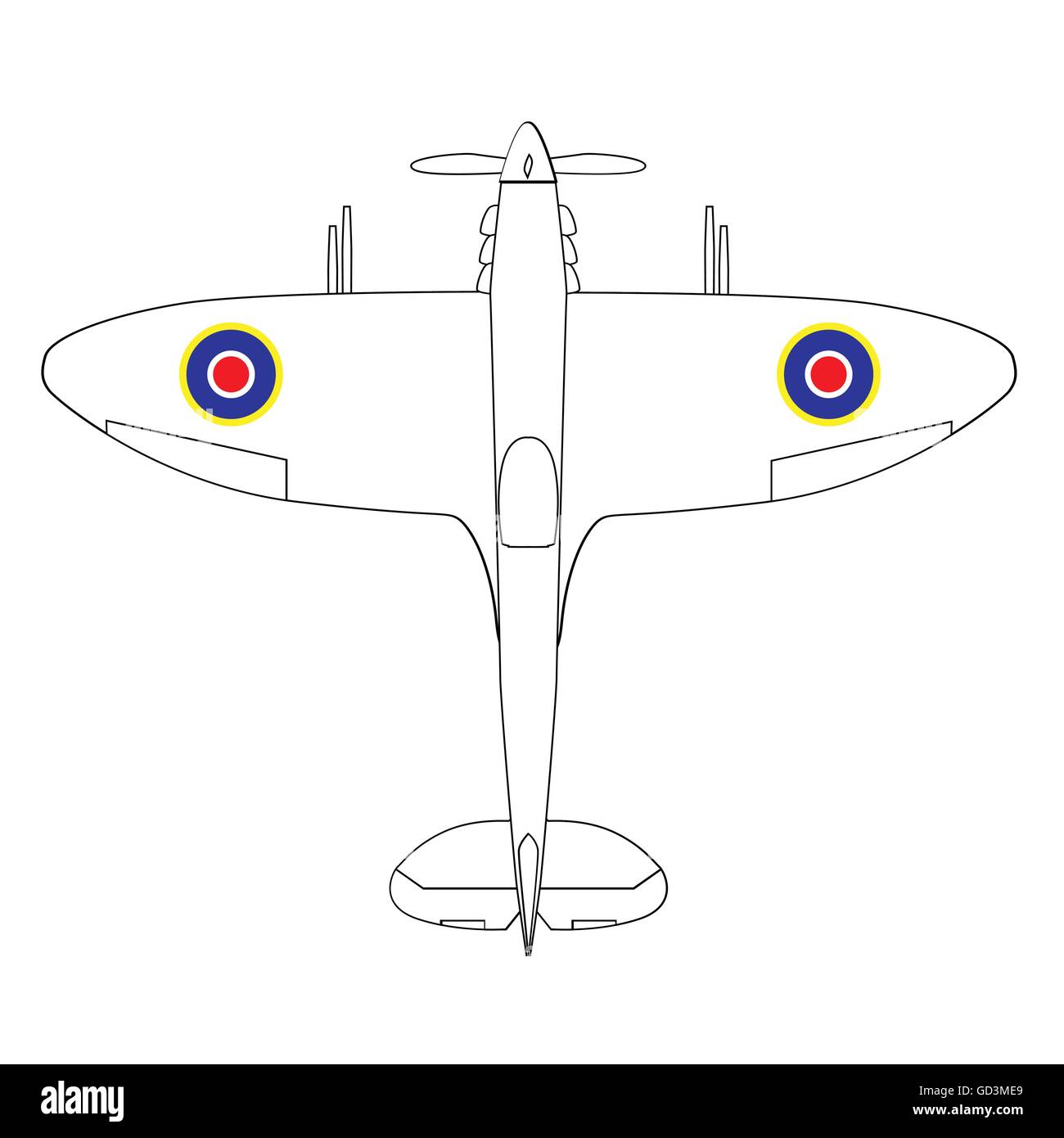 Une seconde guerre mondiale avion de chasse britannique Illustration de Vecteur