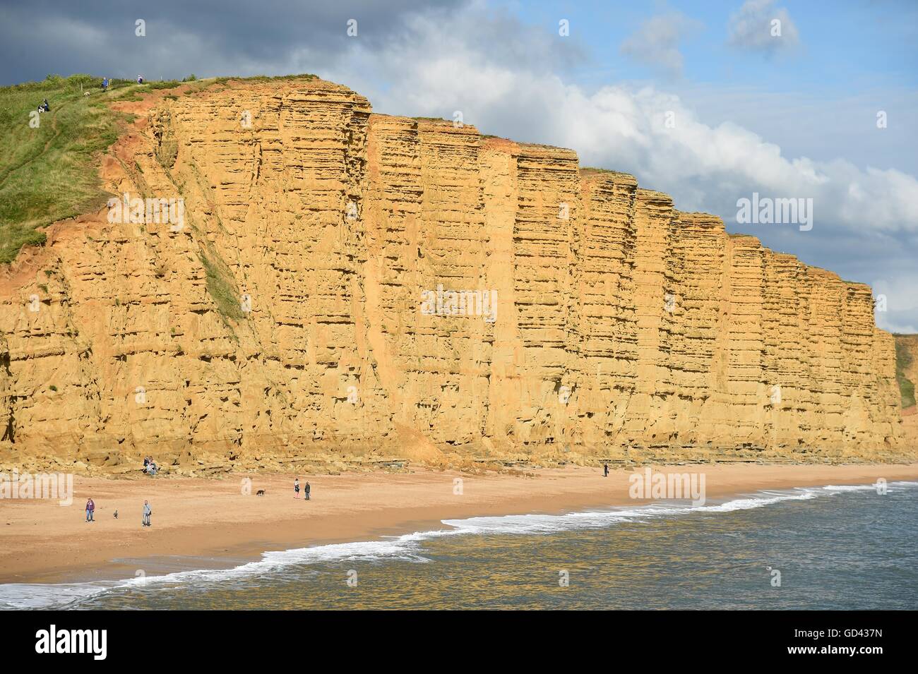 West Bay, Dorset, UK. 12 juillet, 2016. East Cliff et la plage de West Bay Crédit : Dorset Media Service/Alamy Live News Banque D'Images