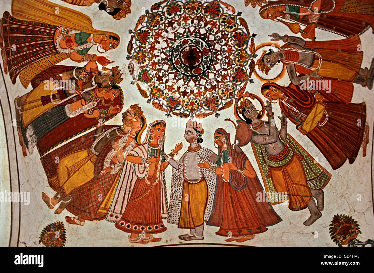 Krishna et les Gopis Banque D'Images