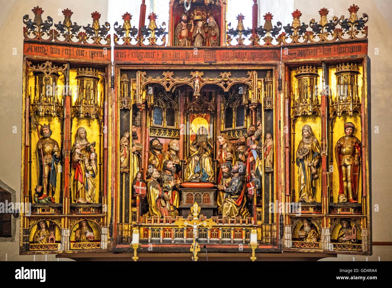 Beaux-arts, art religieux, Bernd Notkes autel ailé (1483) à l'église de l'Esprit Saint, Tallinn, Estonie, l'artiste n'a pas d'auteur pour être effacé Banque D'Images