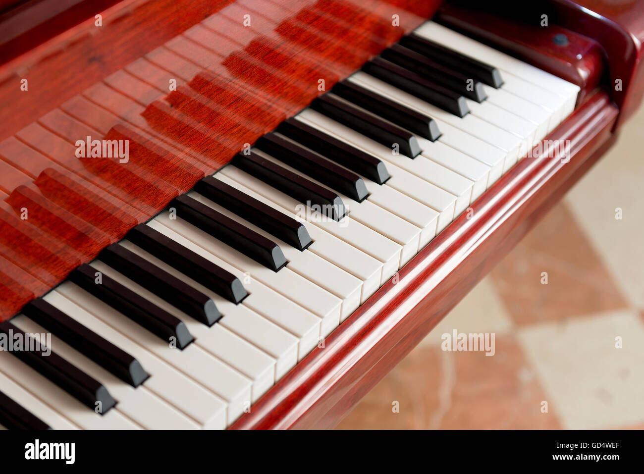 Arrière-plan musical d'allumé en touches de piano Banque D'Images