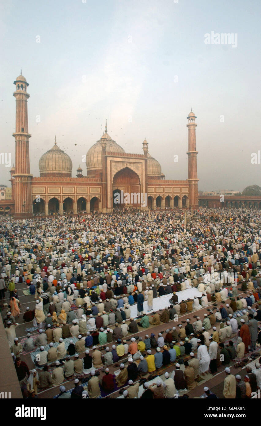 La prière du vendredi à Jama Masjid Banque D'Images