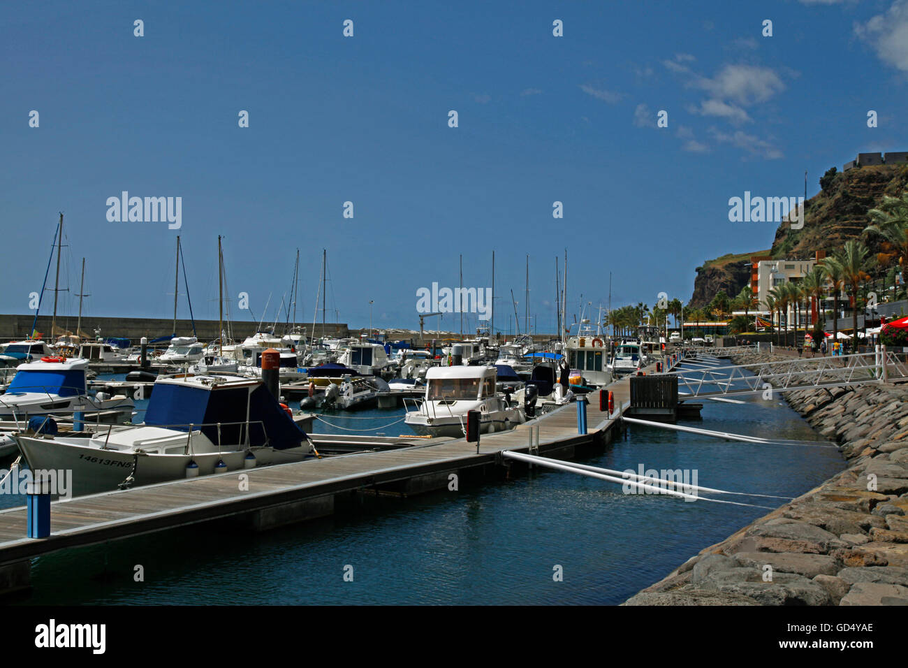 La pêche et le port de plaisance de Calheta, île de Madère, Portugal Banque D'Images
