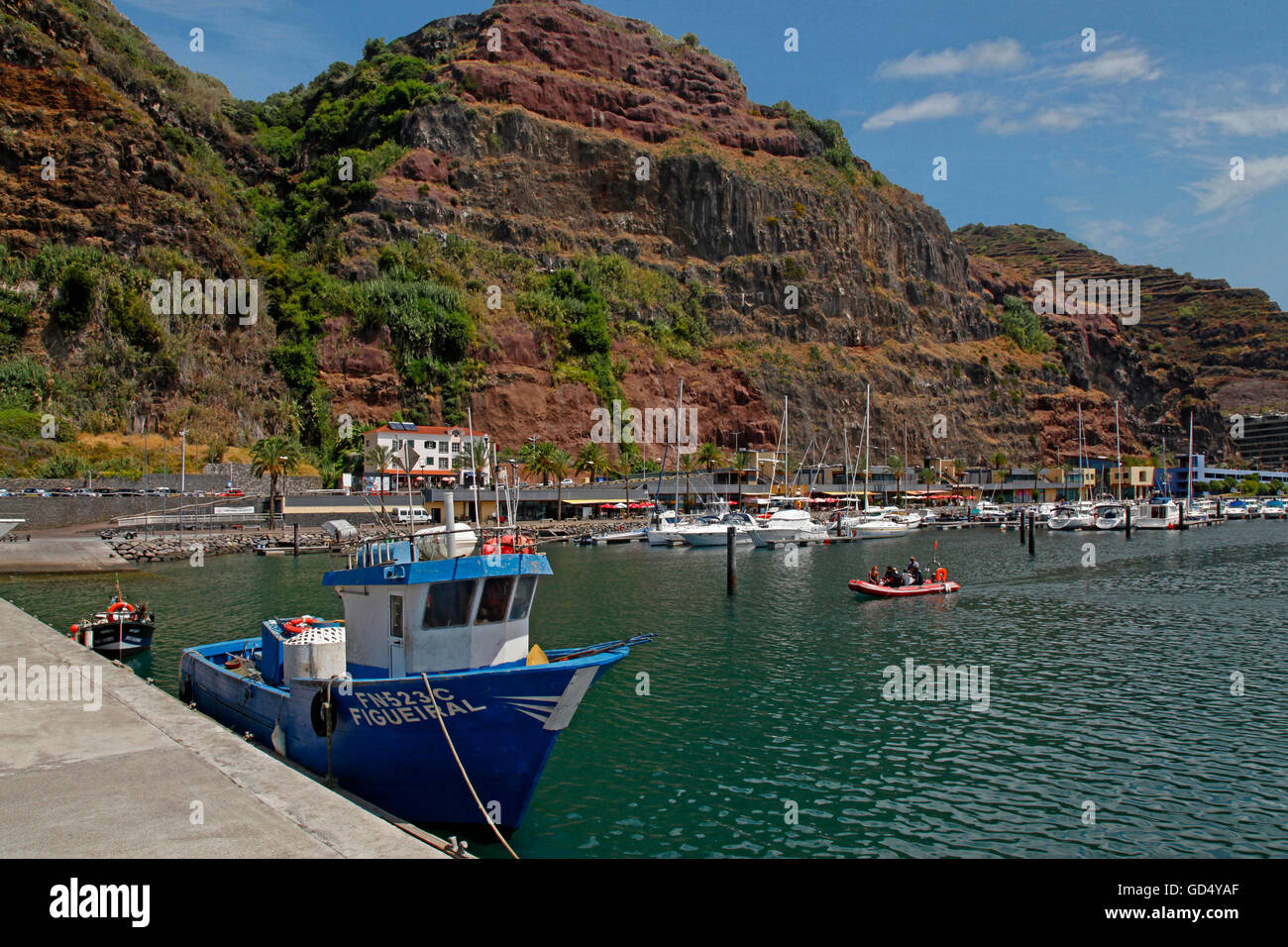 La pêche et le port de plaisance de Calheta, île de Madère, Portugal Banque D'Images