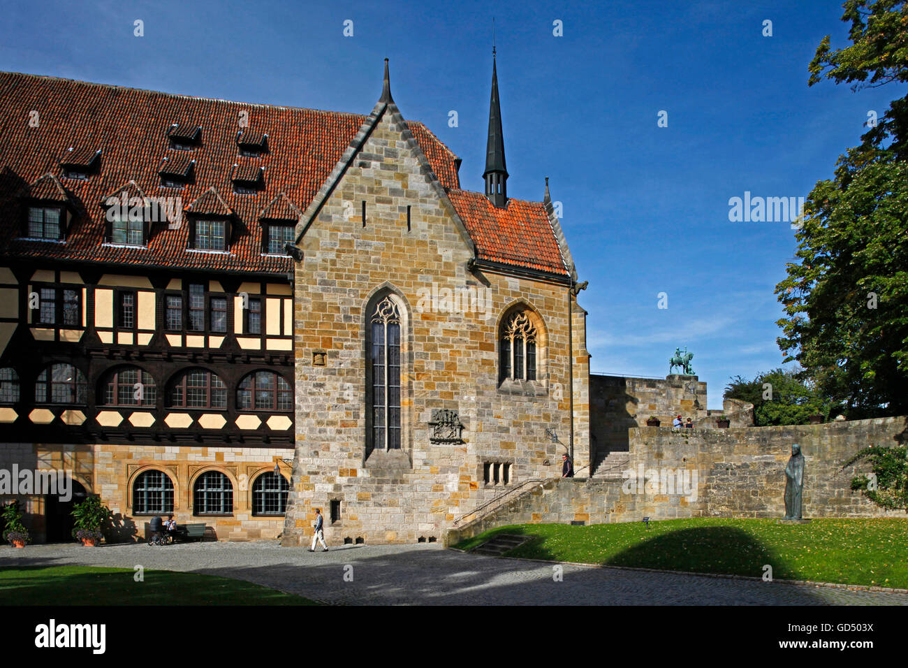 L'aile du Prince et la chapelle, château Coburg, Cobourg, Haute-Franconie, Bavière, Allemagne Banque D'Images
