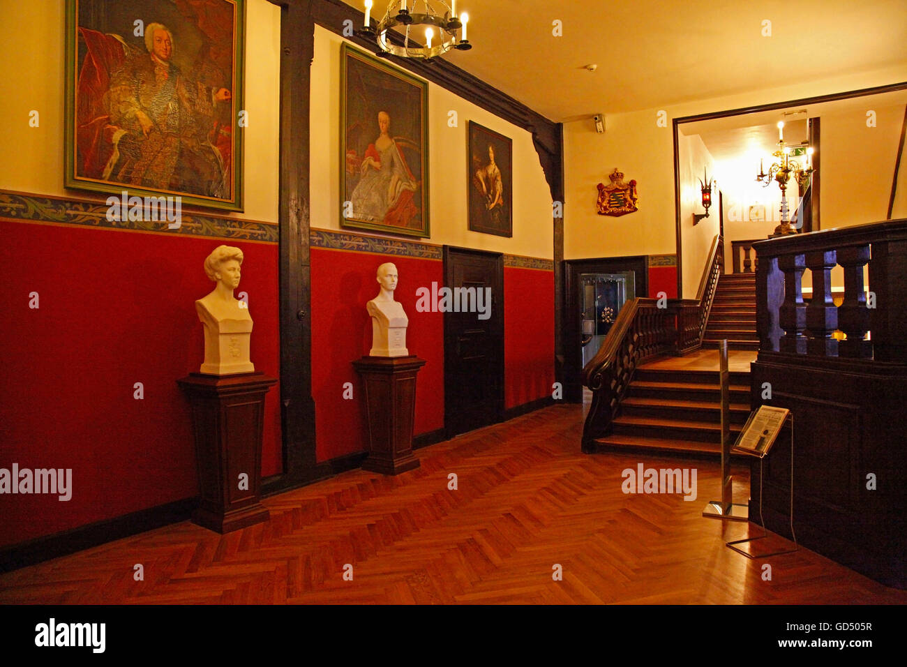 Guest's Corridor, l'aile de l'Prince château Coburg, Haute-Franconie, Bavière, Allemagne Banque D'Images