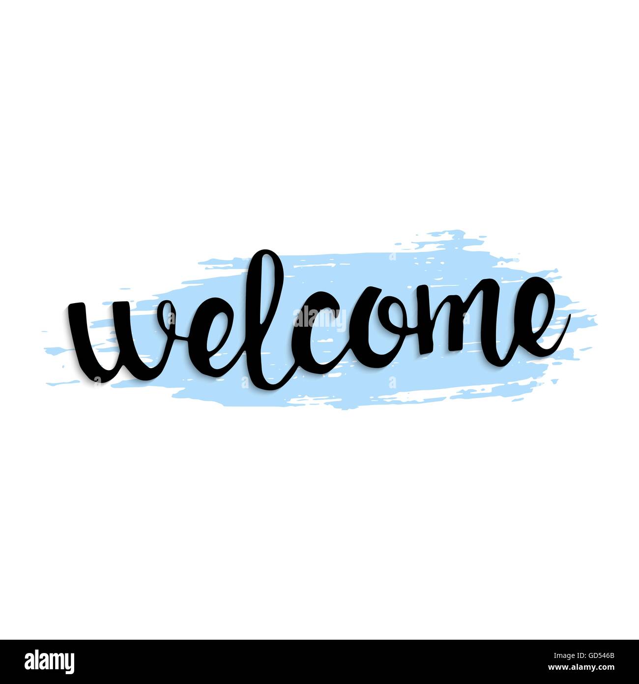 L'encre noire bienvenue mot lettrage manuscrit. Vector hand drawn moderne avec pinceau calligraphie texture sur fond blanc Illustration de Vecteur