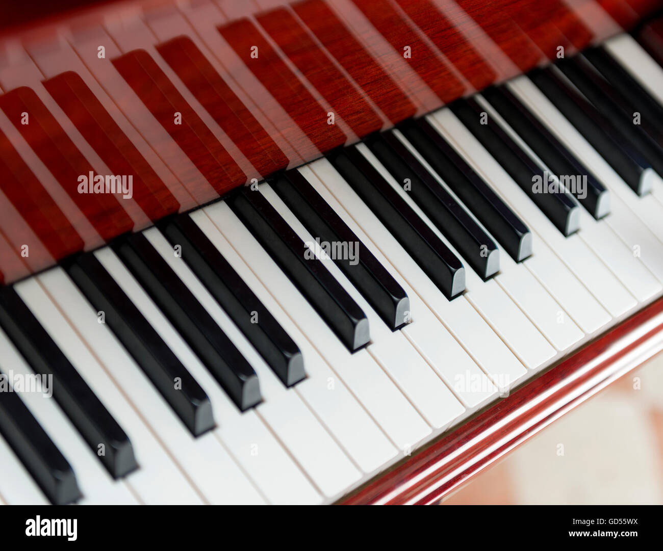 Arrière-plan musical de Blanc et Noir Piano brillant Banque D'Images