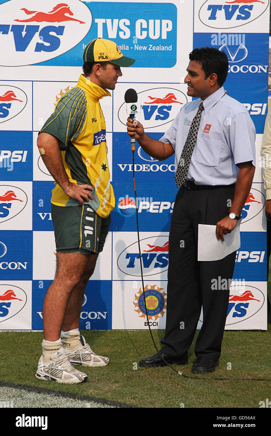 Ricky Ponting et Sanjay Manjrekar Banque D'Images