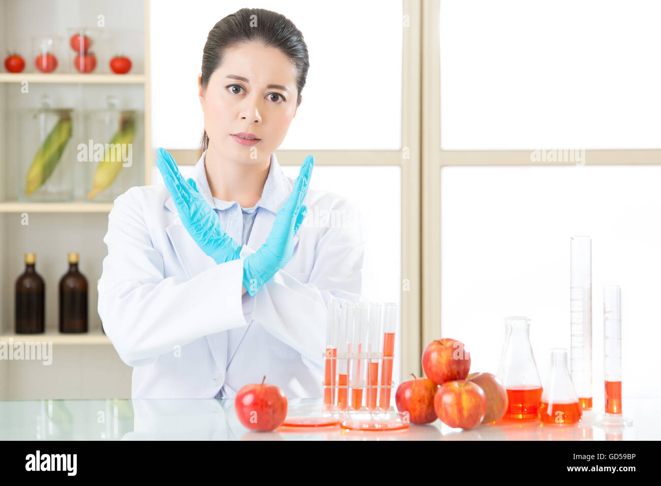 Dire non à la modification génétique des aliments OGM, il n'est pas en bonne santé après l'essai Banque D'Images