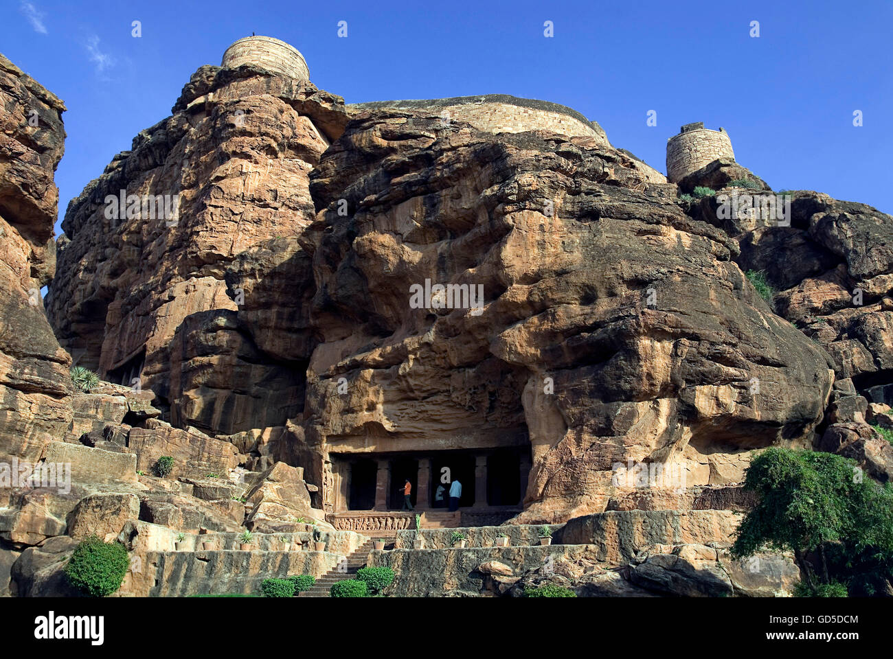 Badami temples de caverne Banque D'Images