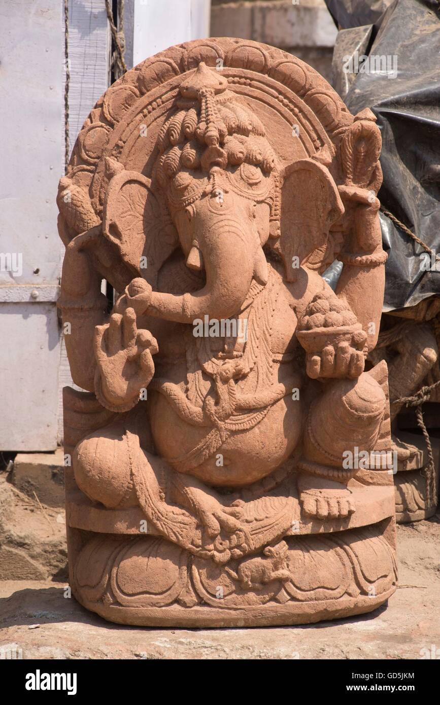 Le Dieu Ganesh statue, temple de hanuman bedi, Puri, Orissa Asie Inde Banque D'Images