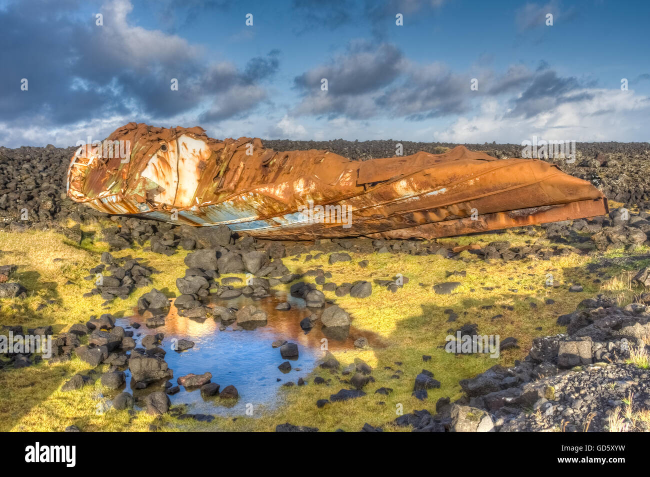 Épave près des plages de Grindavik, Reykjanes Peninsula, Iceland Banque D'Images