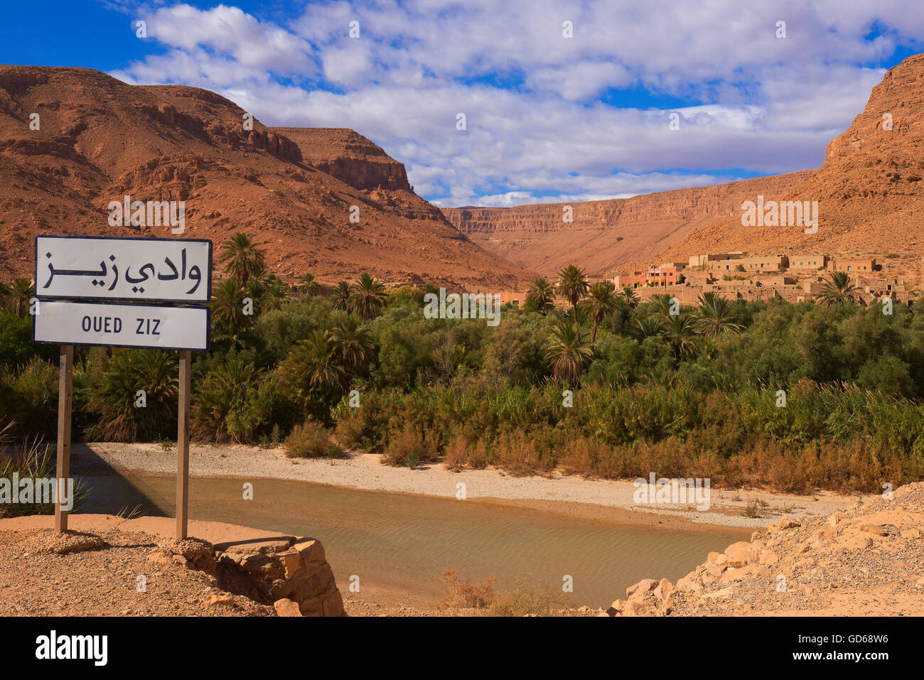 La rivière de Ziz, Oued Ziz, gorges du ZIZ, Vallée de Ziz Ziz, Gorges, région du Tafilalet, au Maroc, Afrique du Nord Banque D'Images