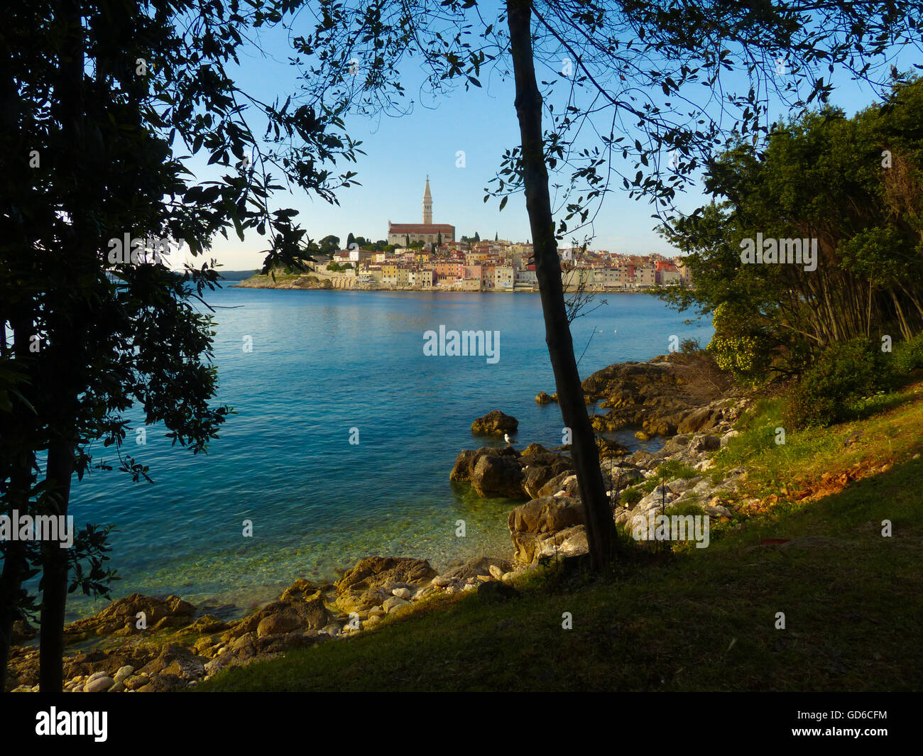Rovinj, Croatie fin jour coucher du soleil,carte postale Banque D'Images