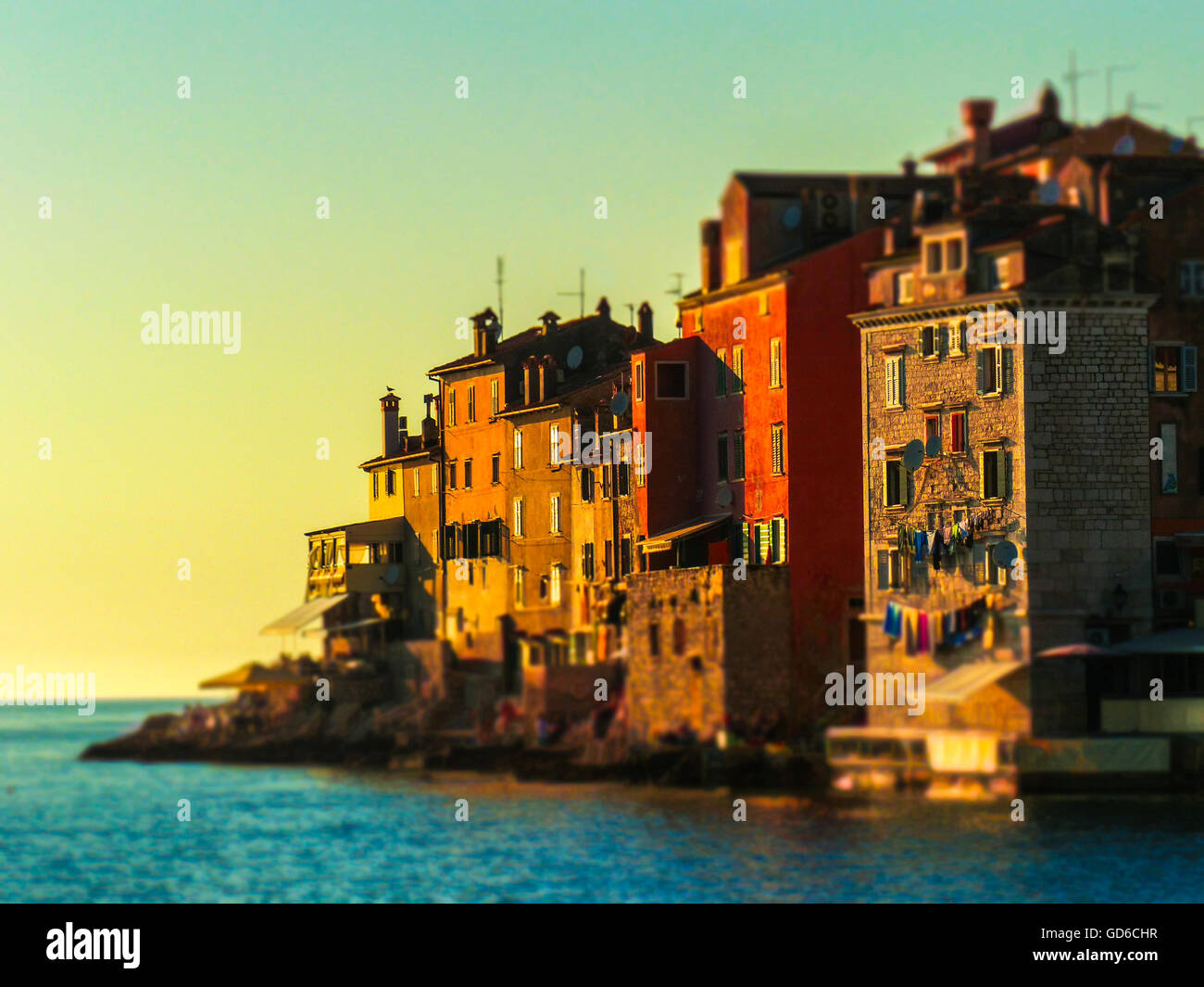 Rovinj, Croatie fin jour coucher du soleil,carte postale Banque D'Images