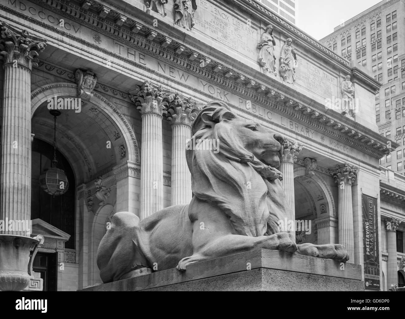 La New York Public Library (NYPL) est un système de bibliothèque publique de la ville de New York. Banque D'Images